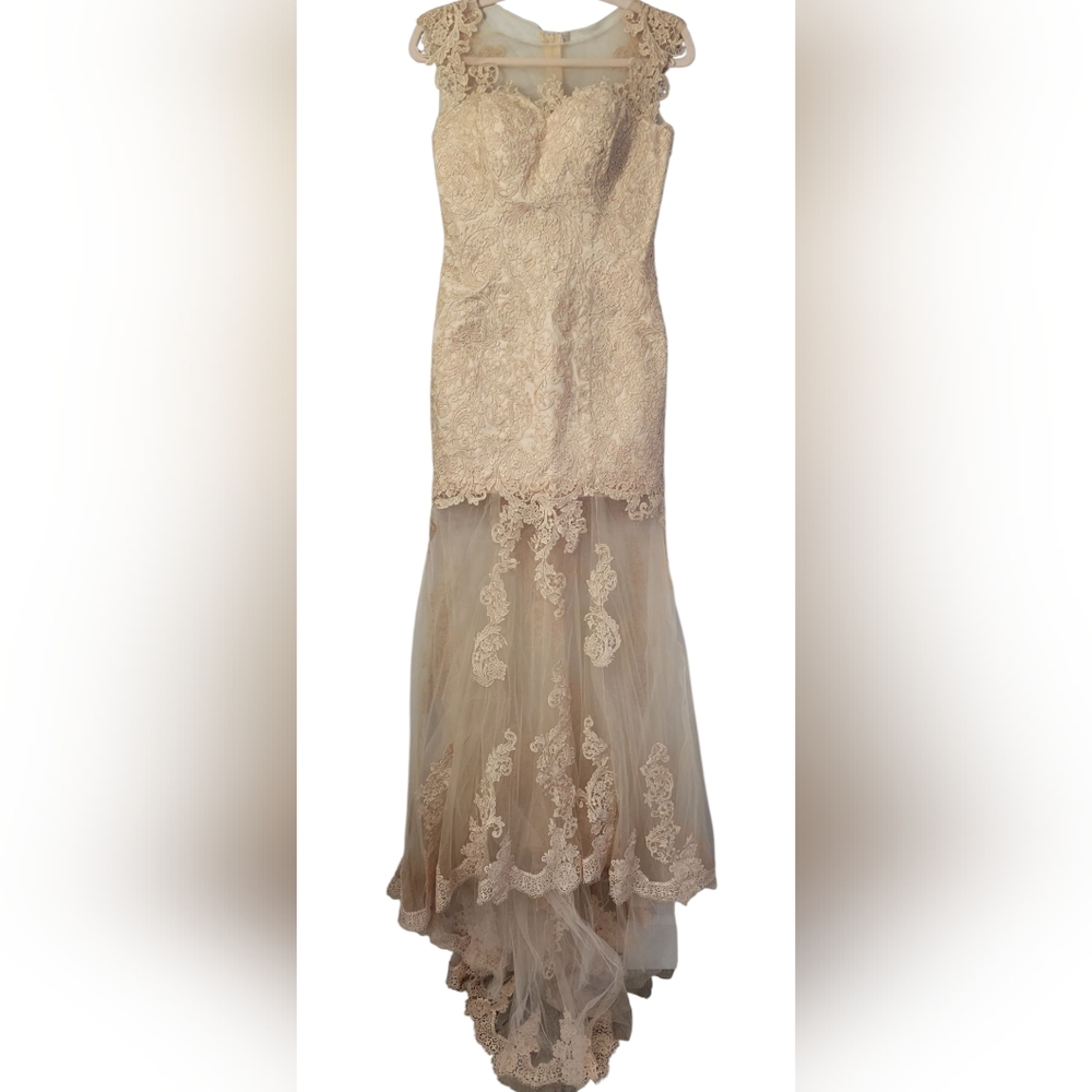 LAVETIR Cream Sweetheart Asymmetrical High-Low Gown